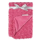 Soft Baby Girl Dark Pink Rosette Blanket by Blankets and Beyond