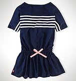 (ポロラルフローレン)POLO RALPH LAUREN リボン&ストライプ半袖ワンピース　3T（100cm）ネイビー [並行輸入品]