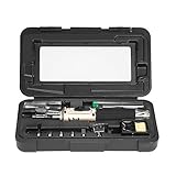 KKmoon 10 in 1 ガス式 ハンダゴテ はんだごて はんだこてセット 26ml 溶接トーチキット HS-1115K (ゴールド)