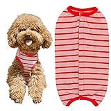 KUVEELA PET 術後服 犬 服 犬用品 術後ウェア 術後カバー服 エリザベスカラーの代わる 保護服 雄 雌兼用 避妊 離乳 傷口保護 皮膚病 通気 夏用 小型犬 中型犬（ＳＳ、ピンクレッド）