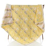 4重赤ちゃんおくるみ ガーゼケット 入浴用　ふわふわ暖かい　無添加 夏 秋 冬 綿100％ ガーゼタオル ジラフ 黄色い