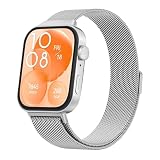 [Amzpas] バンド for Huawei Watch Fit 3 交換バンド 交換ベルト, ステンレス 交換ベルト 長さ調節 男女兼用 マグネット 留め金 メッシュ 通気 (ローズピンク)