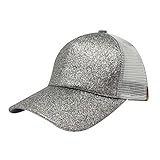 MIOIM 帽子 レでイース 野球帽 スパンコール子 女の子 キャップ ジュニア 日よけ帽子 アウトドア (シルバー)