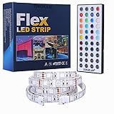 Tingkam 1M 5050 RGB Colour Changing LED Strip Kit 44 Key Remote Controller 1.5A US Plug Power Supply