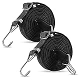 【LCYOUTH】荷台用 ゴム紐 固定紐 ベルト 2本組 長さ2M 幅30mm 自由伸縮 金属製フック付 ゴムひも ゴムバンド バイク オートバイ スクーター 自転車等の荷物固定 (ブラック)