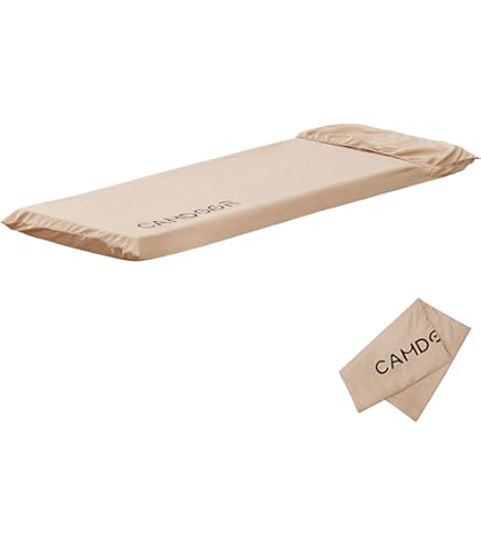 WAQ リラクシングキャンプマット 厚手 10cm タン　シングル　専用シーツ お得なセット商品】 キャンプマット 10cm シングルサイズ & 専用
