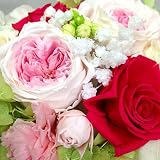 シャンパンピンク　プリザーブドフラワー（丸薔薇・カーネーション他）お祝い・母の日に！　Lサイズのクリアケース入り☆　芦屋セレブ御用達の店