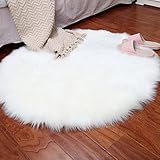 Fabalソフト人工シープスキンラグ椅子カバー人工ウール暖かいHairyカーペットSeat Size: 30*30CM ホワイト