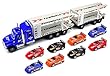 夢Racerトレーラー子供の摩擦Toy Transporterトラックを実行する準備1 : 32スケールW / 8 Toy Cars ( Colors May Vary )