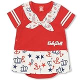 BABYDOLL（ベビードール）マリンバンダナロンパース 子供服 男の子 女の子 ベビー ベビー服0605B 70cm レッド