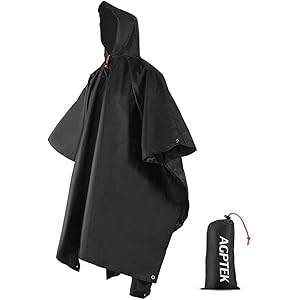 AGPTEK レインコート レインポンチョ 多機能 雨具 帽子 防水 防汚 男女兼用 収納袋付き マジックテープ付き