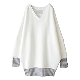 [n'OrLABEL] オシャレウォーカー【配色Ｖネックニット】レディース ニット Vネック シンプル メンズ ゆったり 配色 おおきめ tan0278