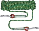 10mm 高強度ポリエステルロープ 48 本ナイロン芯 耐荷重 2100kg 10M/20M/30M/50M カラビナ 2 個付き 防水頑丈 アウトドアキャンプ防災園芸 DIY テント用 (グリーン ロープ 10mm, 10M ロープ 10mm)