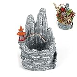 OUNONA 創造的な人工マウンテンマルチ肉植木鉢植物のない装飾のための小さな樹脂マルチ肉のプラター（グレー）