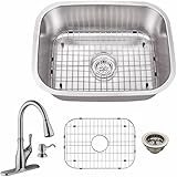 Cahaba casc0044 23 – 7-16 X 17 – 3 - 4 18ゲージステンレススチールシングルボウルバーSink with Gooseneckプルアウトキッチン蛇口、ソープディスペ