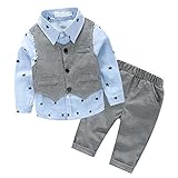 Cutelove 2025年新品　春、秋　男の子　スーツ　ベスト+Tシャツ+ズボン　ドット　三点セット　礼服　結婚式　長袖　コットン　おしゃれ