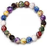 Matching Bracelets, 7 Chakras Bracelet, 8mm Lava Rock 7 Chakras Aromatherapy Essential Oil Diffuser Bracelet Braided Rope Nat
