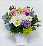 【仏花倶楽部®】のプリザーブドフラワー仏花:B01DFYCJU6 【花器付き】