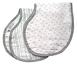 Buttons 100% cotton muslin Burp Cloth & Bib Set - Super Absorbent - (Pink) by Buttons Diapers