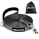 犬用リード ロングリード 犬しつけ用 訓練 大型犬 中型犬 小型犬 反射糸 夜間安全 ナイロン製 丈夫 長い 犬 ペット用品 (ブラック, 10m)