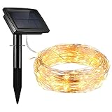 Patech イルミネーションライト ソーラー充電式 150led電球 15m ストリングライト 装飾ライト フェアリーライト 8点灯モード 電球色 IP64防水 ledガーデンライト 電飾 飾り ク