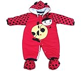 KINDOYO 新生児 子供たち 冬 ラブリー ベビー カバーオール アニマル ロンパース 男女ユニセックス 寝間着 厚い シャム フード付き ボディスーツ , レッド