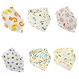 Sasairy よだれかけ ベビー 6枚入り コットン糸 唾液タオル 幼児 三角形 両面のスナップビブ 調整可能 ソフト よだれカバー 首輪用 可愛い ビブ 出産のお祝いギフト