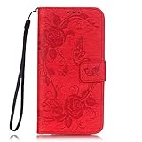 Zeebox LG G5 ケース PUレザー 手帳型ケース カード収納 ホルダー LG G5 用 カバー 無期限生涯補償付き (レッド)