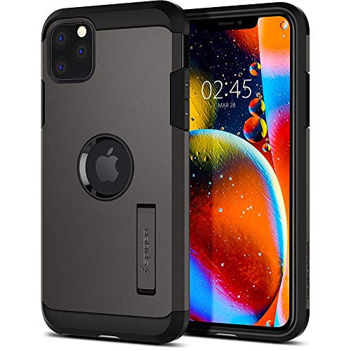 【Spigen】 iPhone 11 Pro Max ケース 6.5インチ 対応 耐衝撃 スタンド機能 米軍MIL規格取得 カメラ保護 傷防止 衝撃 吸収 Qi充電 ワイヤレス充電 タフ・アーマー 075CS27141 (ガンメタル)