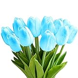 (Blue) - StillCool Artificial Flowers 12pcs/Bag Mini Tulip Fake Flowers Great For Wedding Party Home