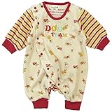 LoveLoveKids(ラブラブキッズ) ベロアテリアPt袖ボーダーモンキーオール 70cm /ベージュ NO.KK-31-3222