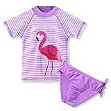 【水着子供用】女の子 ラッシュガード セパレー水着 半袖　ファッション　キュート 柔らかい　伸縮性　可愛い花柄　カラーステッチ 上下セット水着　スイミングスーツ (2-3歳(ラベル NO.4A), パ