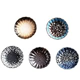 OUNONA 小皿 薬味皿 醤油皿 5個 ランダムカラー 和風 セラミックプレート 醤油 酢 浸漬 ソーサー 調味料 料理