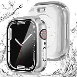AMAPC for Apple Watch ケース 41mm 40mm 対応 と互換性があり 数秒で Ultra シリーズの外観に変換できます 360度全面防水 バンド 水泳・スポーツ専用 ガラスフィルム 一体型 apple watch 用 カバー 360フルボディ防水 アップルウォッチ ケース Series6/SE2/SE/5/4 40mm対応 シルバー