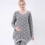 【YW】妊婦衣装女性の服 秋冬パジャマ ママ授乳外出する服装 (XXL, グレー)
