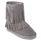 モモ グロウ 幼児/キッズ用「ダリア」フリンジ付きシアリング ブーツ グレー 米国幼児用サイズ10 (インポート)
