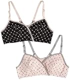 桝谷 プードル柄 クロスオープンハーフトップ マタニティ授乳兼用 ピンク&ブラック 2枚セット 5420 set5922 L