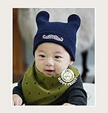 キッズ帽子 小悪魔キャップ  ひげ 新生児帽子  ニットキャップ (ネイビー（Navy）)