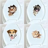 バスルームDecor – Honana bd-548 Broken壁Kitten Doggie壁ステッカーTolietステッカーバスルームデコレーションデカール – フラクチャな犬フェンスラベルSha