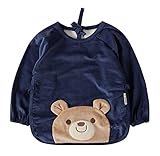 オーガニックコットン防水ベビービブス子供エプロンNAVY、6-12ヶ月を絵画