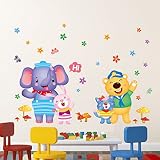 Otter MKの漫画動物象ウサギFox Bear保育園ウォールステッカー壁壁画DIYリムーバブルアートポスター壁デカール子供女の子の部屋装飾 wall-de-3