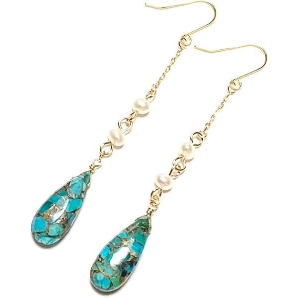 Amazon | 【Rvaru】K18ピアス アリゾナ産 ターコイズ ブルーコッパー