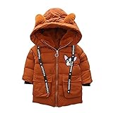 POTOJP 韓国風秋冬 毛襟 犬柄 子ども用 パンコット ロングジャケット ダウンコットンコート 中綿コート キッズ 上着 キャップ付き 女の子 男の子 コットンジャケット 防寒着 日常着 綿服 (