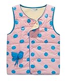 PANCY 子供服 秋冬 防寒ベスト 袖なしジャケット 裏起毛 水玉柄 リボン付き 女の子 多色(150cm,ピンク)
