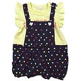 《夏対応》SHORH KID'S(ショーキッズ) 女児天竺ハートマルチ総柄オーバーオール重ね着風カバーオール 80cm /ネイビー NO.SD-50372
