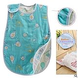 6重ガーゼ 高品質 ふわふわ 肌触り抜群 スリーパー めくれ防止 ボタン開閉式 寝袋 クジラ グリーン 40*70 cm