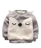 ベビー ガールズ ボーイズ ロングスリーブ 冬 裏起毛 プルオーバー スウェットシャツ Tシャツ コート(110cm/3歳~4歳, グレー)