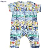 オーシャンアンドグラウンド｜ベビー肌着半袖ロンパース｜レイン柄｜パープル