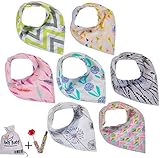Premium Baby Bandana Drool Bibs with 3 Snaps by Ana Baby 100% Organic Cotton For Girls, Free Pacifie