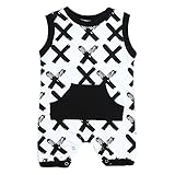 Domybestベビー服 ロンパース　夏　男女兼用ボディスーツ　赤ちゃんカバーオール　袖なし　コットン　柔らかい　カジュアル　新生児　出産祝い　2色 (80, ブラック)